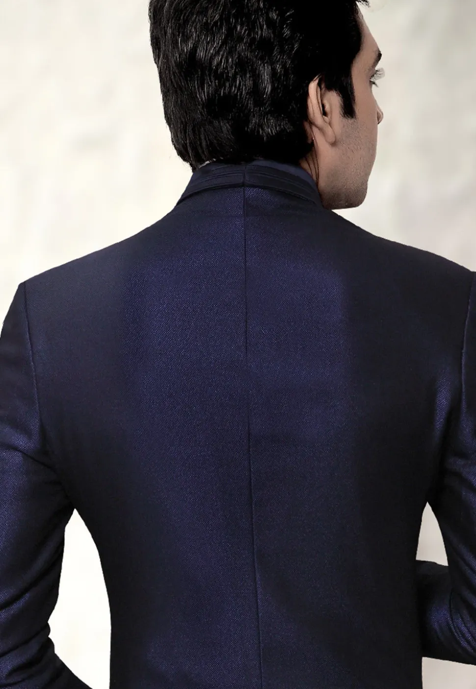 Plain Terry Rayon Tuxedo in Navy Blue