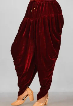 Plain Velvet Dhoti in Maroon