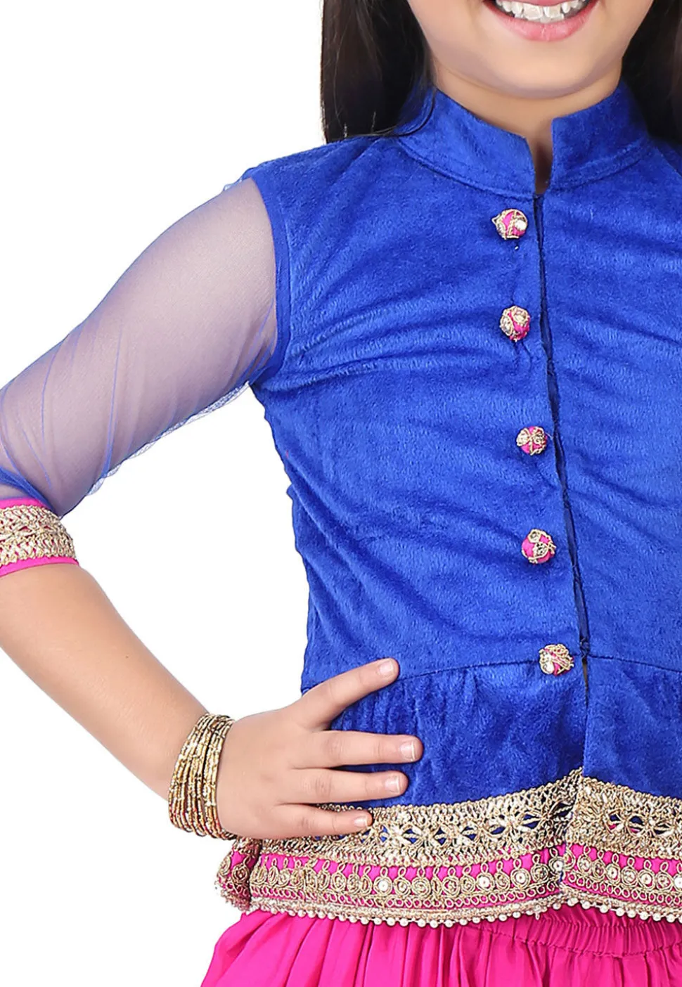 Plain Velvet Top with Dhoti Pant in Royal Blue