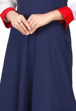 Plain Viscose Dress in White and Navy