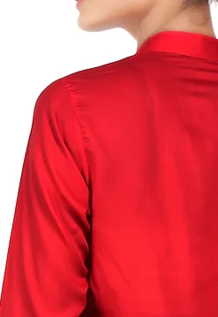 Plain Viscose Long Kurta in Red
