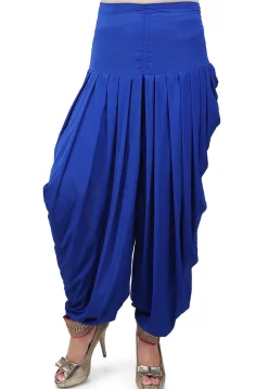 Pleated Crepe Patiala in Royal Blue