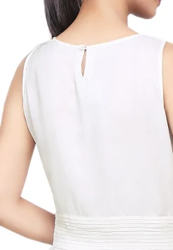 Pleated Georgette Maxi Dress In Off White