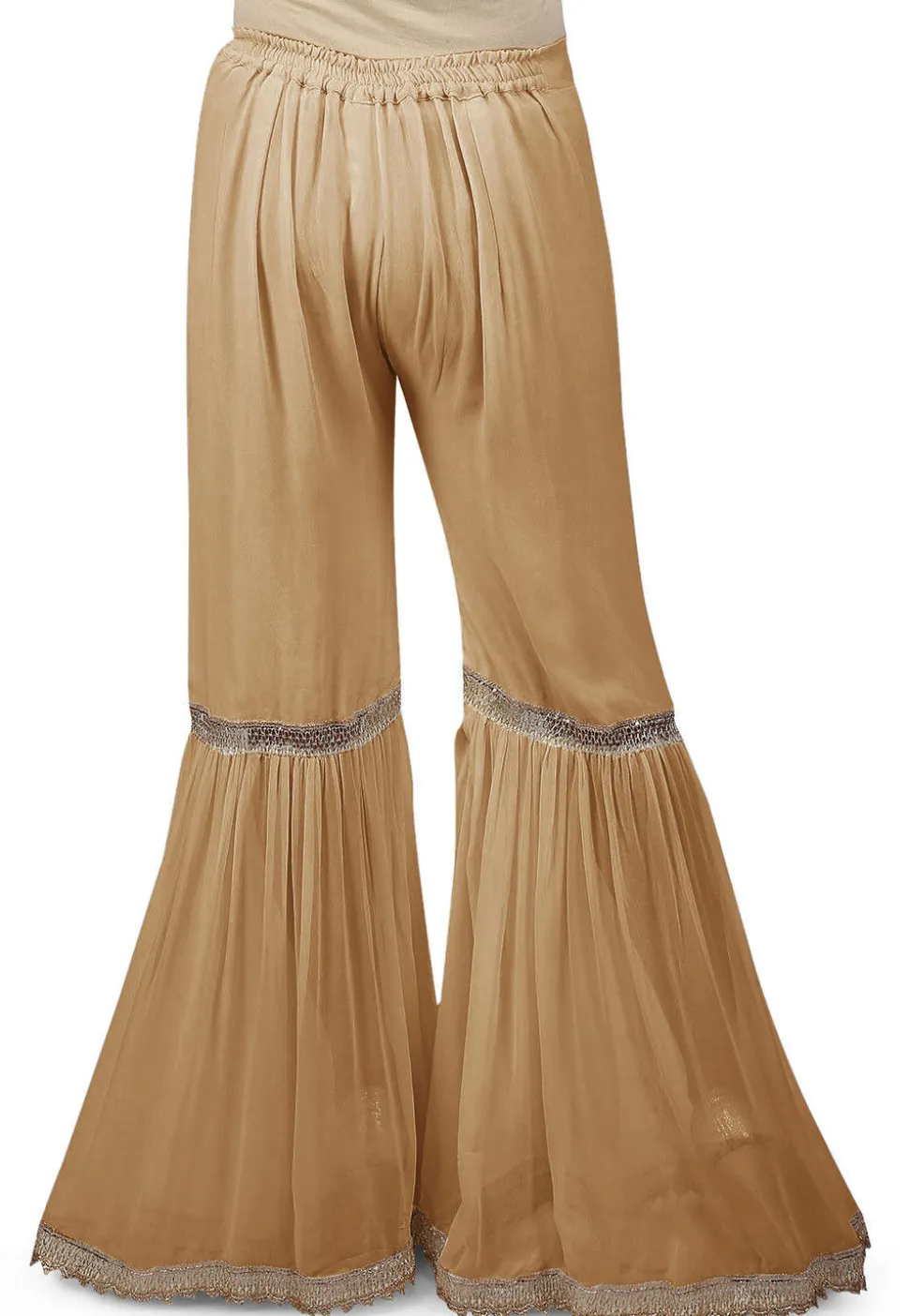 Pleated Georgette Sharara in Beige