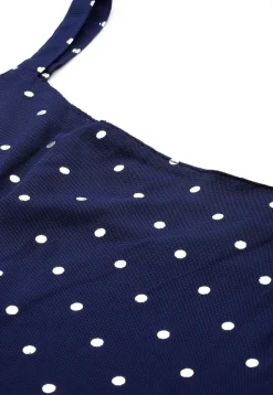 Polka Dot Printed Net Pakistani Suit in Navy Blue