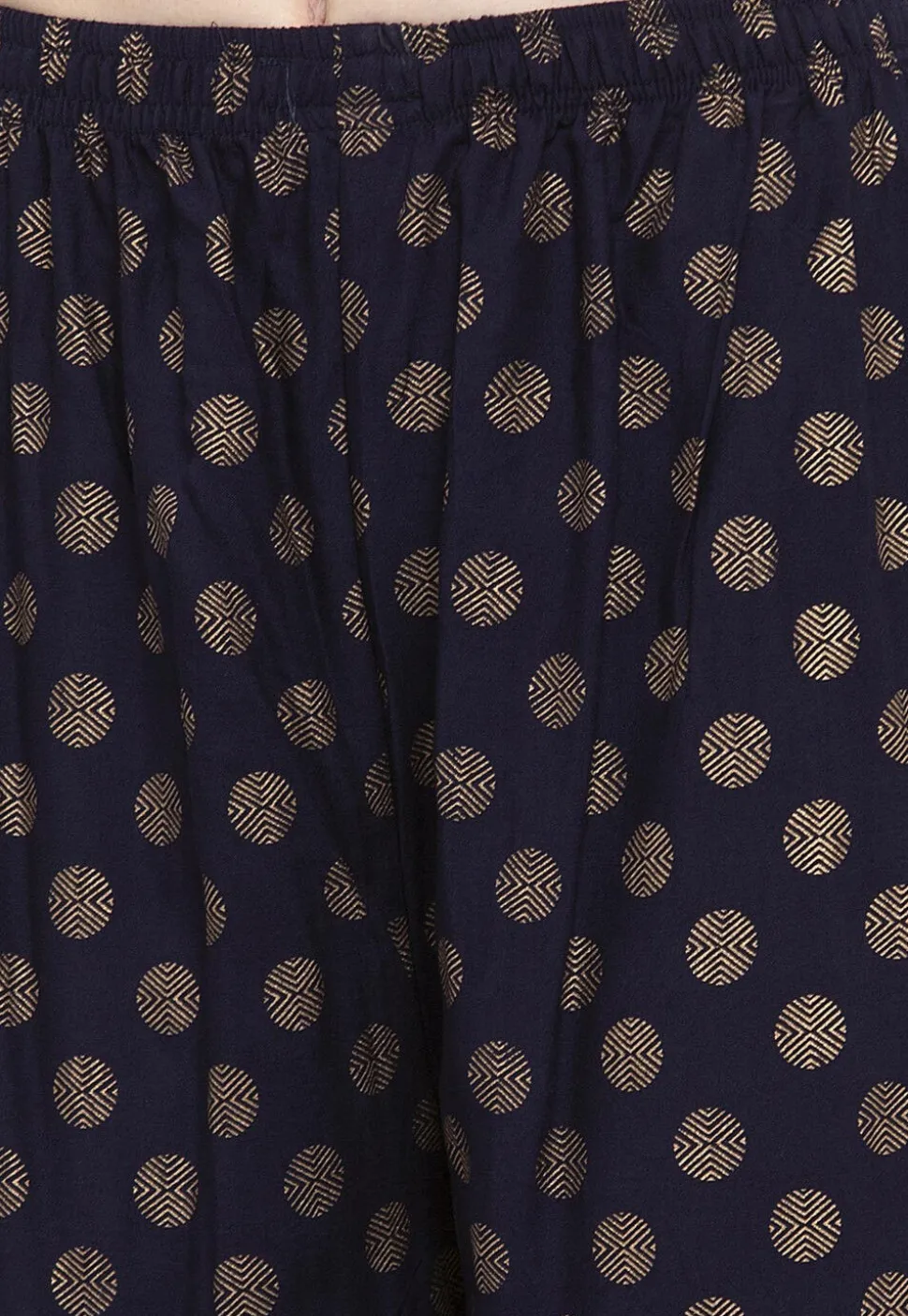 Polka Dot Printed Rayon Palazzo in Navy Blue