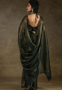 Pre Stitched Art Silk Saree in Black