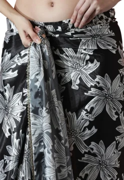 Pre Stitched Chinon Chiffon Saree in Black