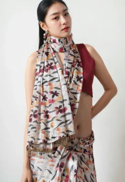 Pre Stitched Chinon Chiffon Saree in Off White