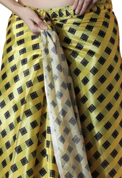 Pre Stitched Chinon Chiffon Saree in Yellow