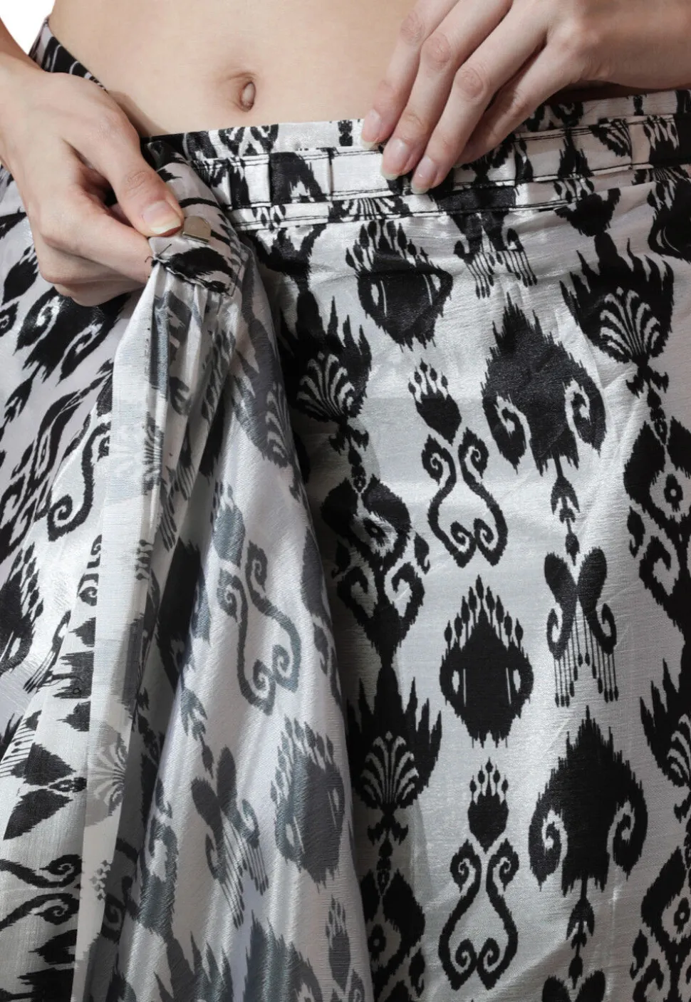 Pre Stitched Chinon Chiffon Saree in White