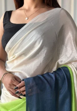 Pre Stitched Chinon Chiffon Saree in Multicolor