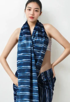 Pre Stitched Chinon Chiffon Saree in Navy Blue