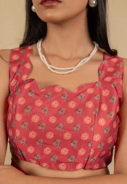 Pre Stitched Georgette Saree in Red