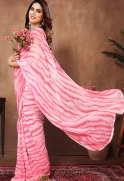 Pre Stitched Georgette Saree in Pink
