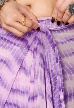 Pre Stitched Georgette Saree in Purple