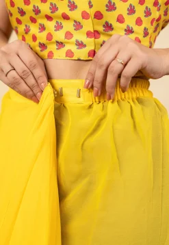 Pre Stitched Georgette Saree in Yellow