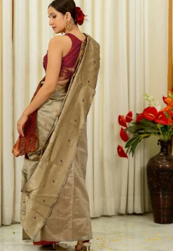 Pre-stitched Art Silk Saree in Fawn