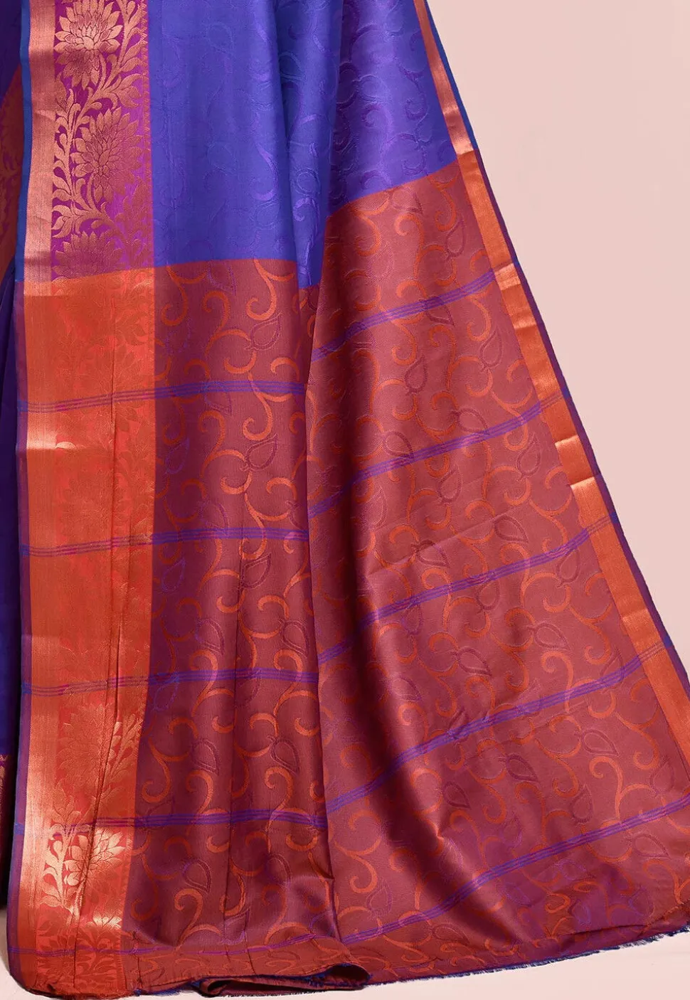 Pre-stitched Art Silk Saree in Royal Blue