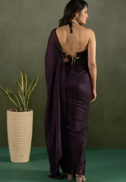 Pre-stitched Chiffon Saree in Purple