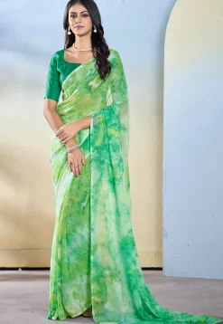 Pre-stitched Georgette Saree in Light Green
