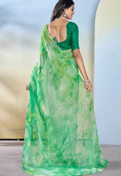 Pre-stitched Georgette Saree in Light Green