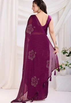 Pre-stitched Georgette Saree in Purple