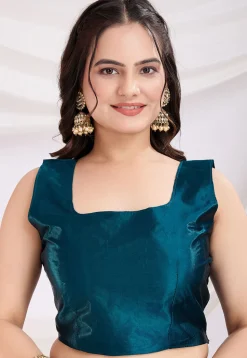 Pre-stitched Georgette Saree in Teal Blue