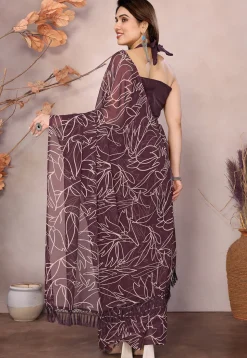 Pre-stitched Georgette Saree in Purple