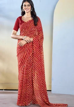 Pre-stitched Georgette Saree in Maroon