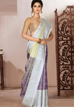 Pre-stitched Kanchipuram Saree in Purple