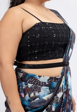 Pre-stitched Pure Georgette Saree in Black
