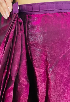 Pre-stitched Satin Saree in Purple
