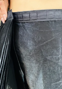 Pre-stitched Satin Saree in Black