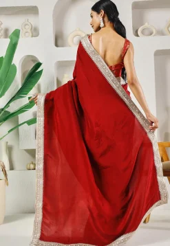 Pre-stitched Uppada Silk Saree in Red