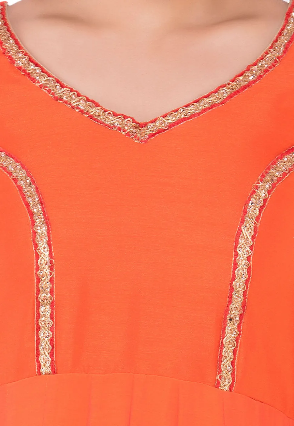 Princess Cut Georgette Abaya Style Suit in Orange