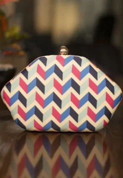 Printed Art Silk Clutch Bag in Multicolor