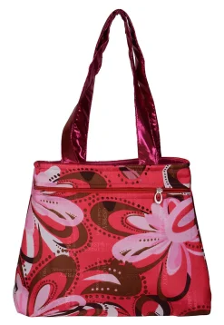 Printed Art Silk Hand Bag in Pink