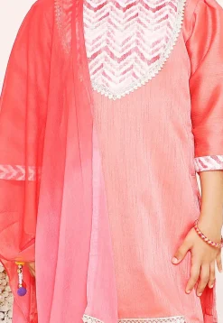 Printed Art Silk Punjabi Suit in Peach