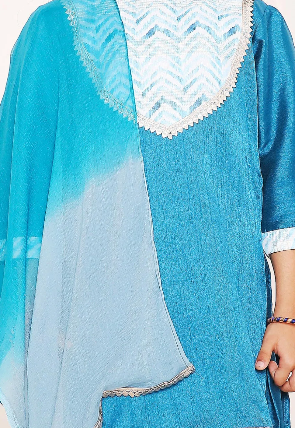 Printed Art Silk Punjabi Suit in Blue