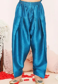 Printed Art Silk Punjabi Suit in Blue