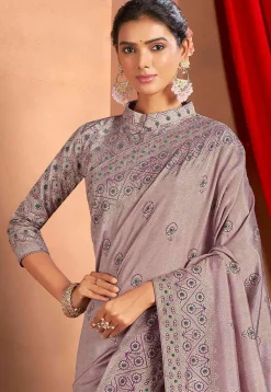Printed Art Silk Saree in Purple