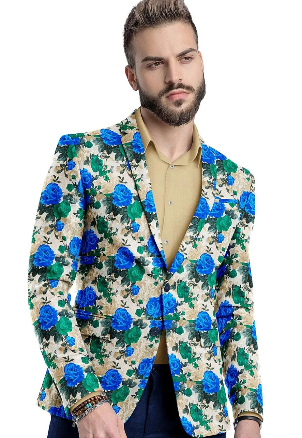 Printed Bhagalpuri Silk Blazer in Multicolor