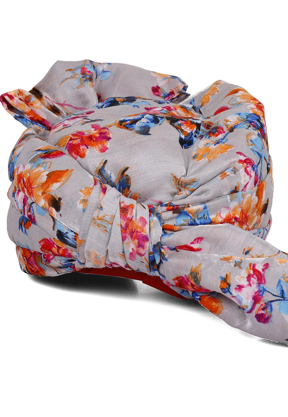 Printed Bhagalpuri Silk Turban in Light Grey