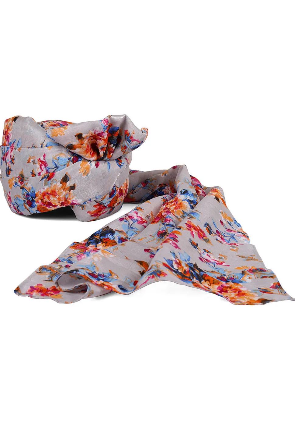 Printed Bhagalpuri Silk Turban in Light Grey