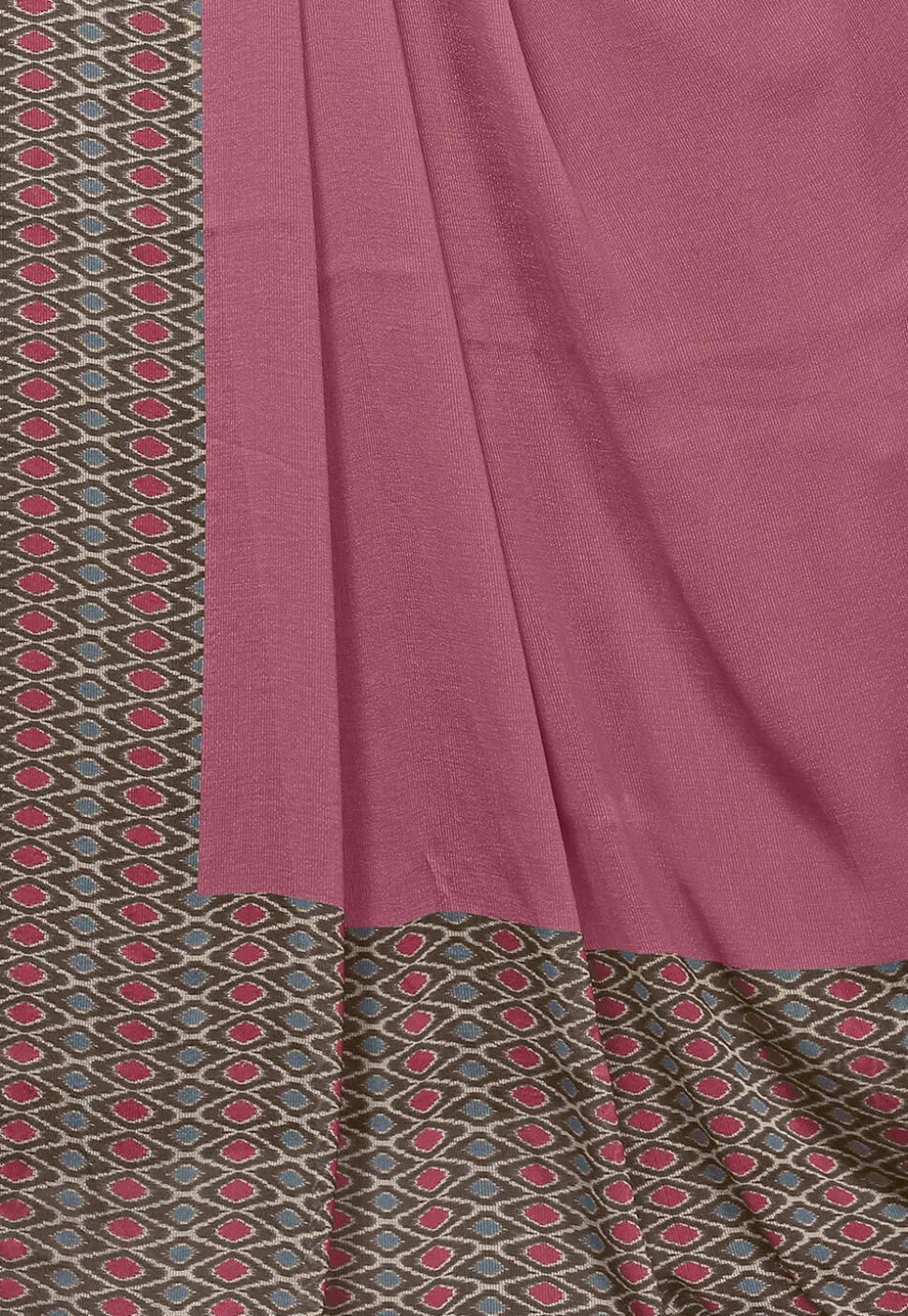 Printed Border Chiffon Saree in Pink