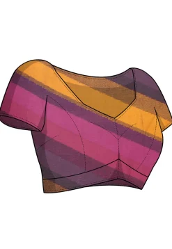 Printed Border Chiffon Saree in Magenta