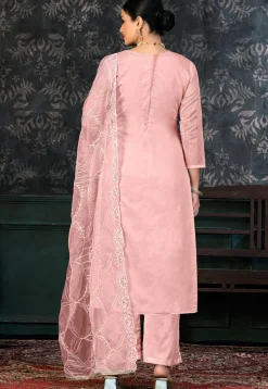 Printed Chanderi Silk Pakistani Suit in Pink