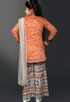 Printed Chanderi Silk Pakistani Suit in Peach