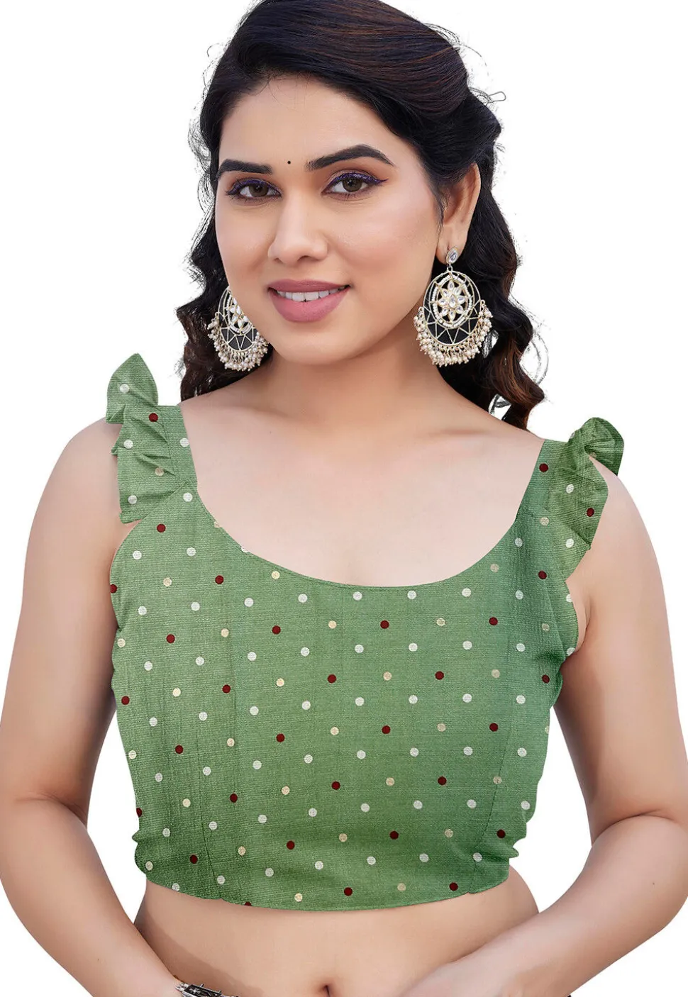 Printed Chiffon Saree in Green